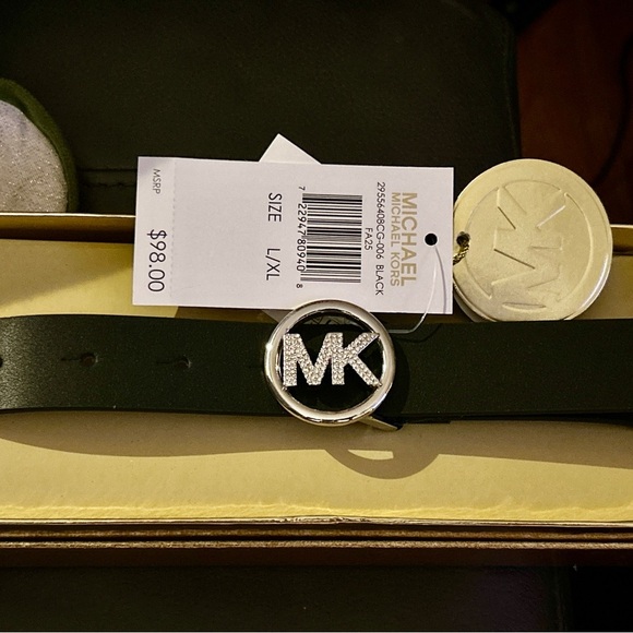 Michael Kors Accessories - Michael Kors Black Belt with Silver Logo